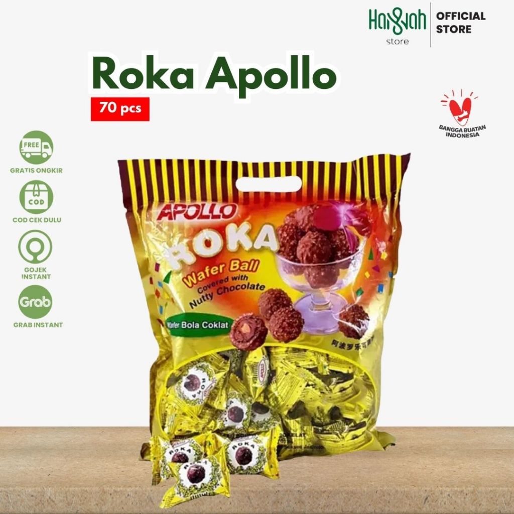 

Roka Apollo Wafer Ball Coklat Isi 70 Pcs Snack Ramadhan