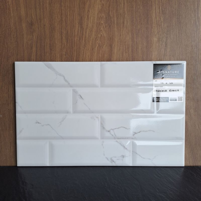 Keramik Dinding Bata Putih Glossy Mulia Signature / Keramik Dinding Dapur / Keramik Dinding Kamar Ma