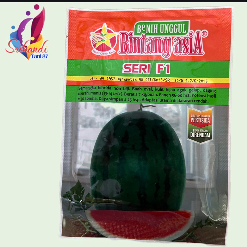 Benih Semangka Non Biji SERI F1 20Gram Bintang Asia
