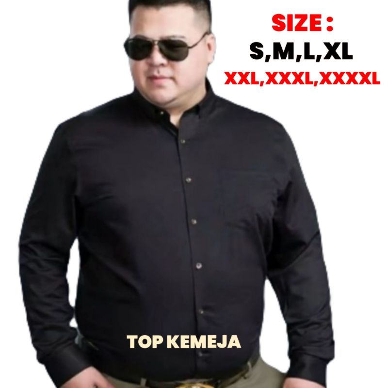 Kemeja hitam pria Kemeja hitam jumbo pria Kemeja jumbo hitam pria Kemeja big size pria Kemeja hitam 