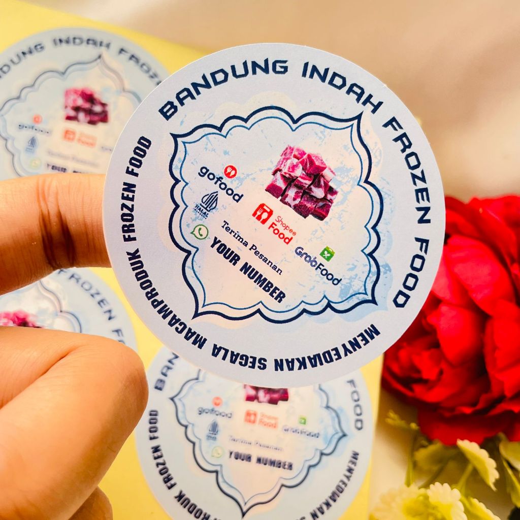 

Threemind Sticker Print Cetak Stiker Frozen Food Label Makanan Beku Produk Basah Bulat Chromo Murah