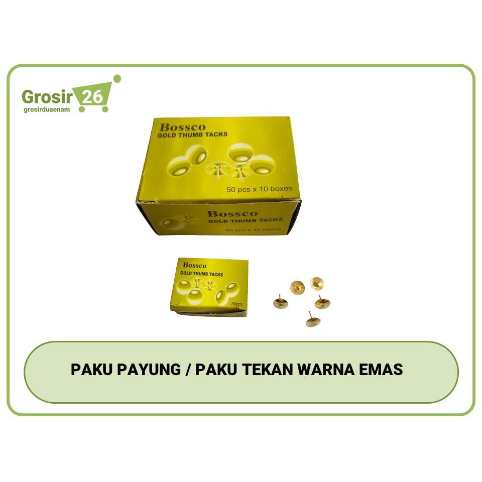 

(1 box) paku payung tekan emas bossco
