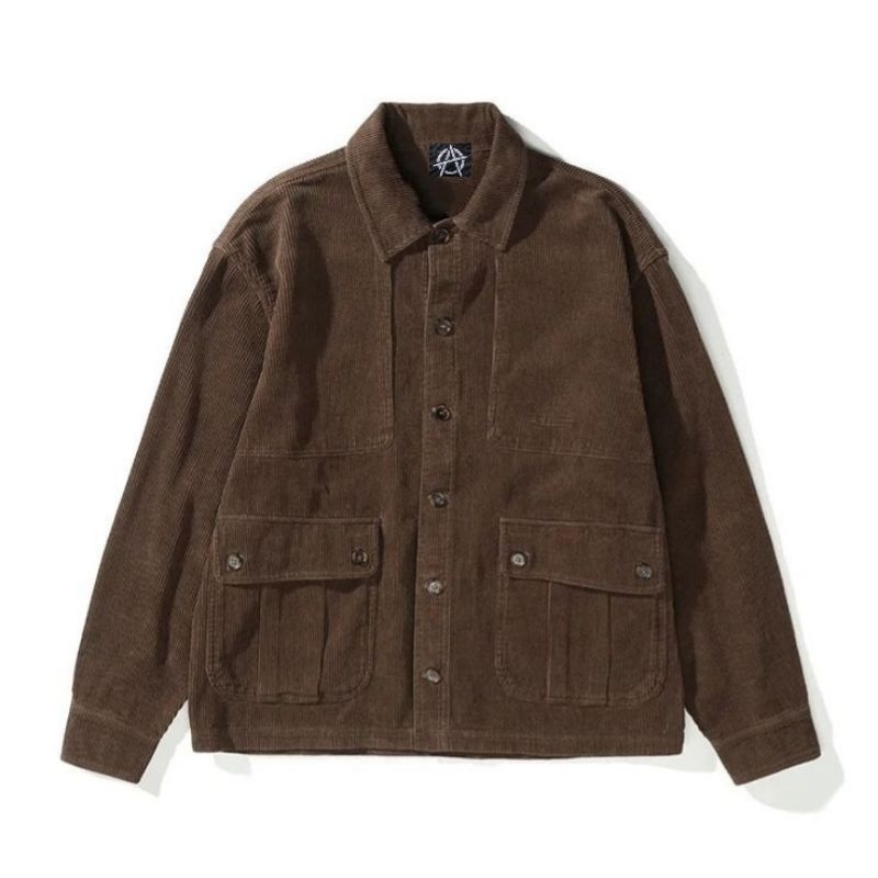 OUTER JACKET Corduroy Brown Kemeja pria
