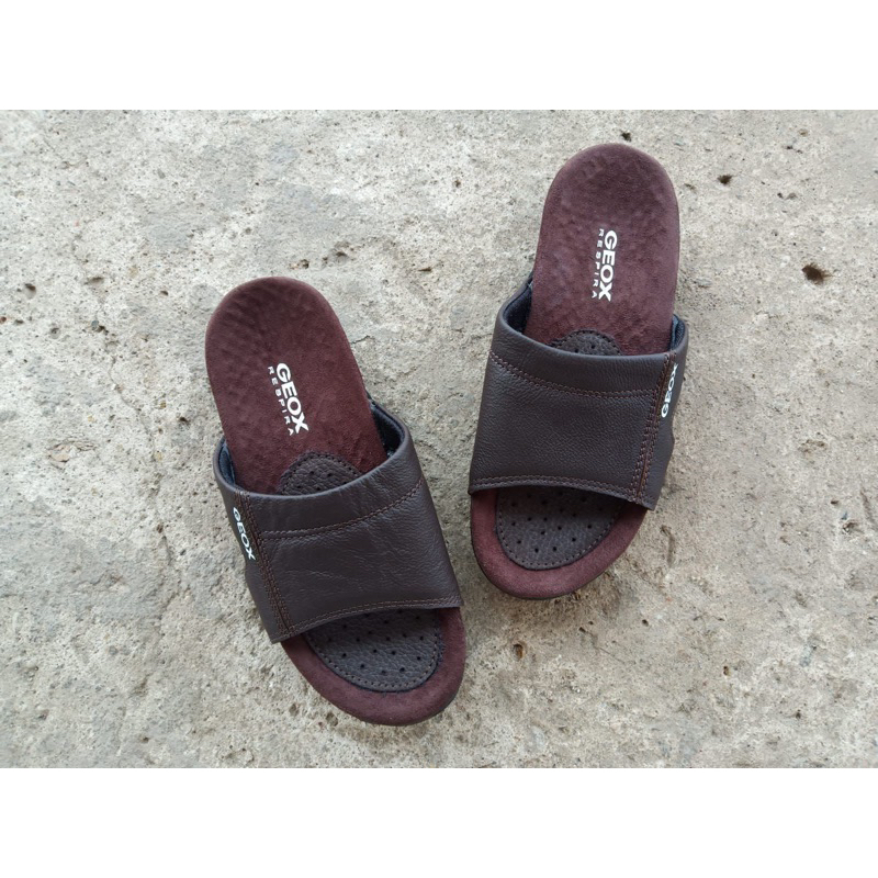 senda pria sendal slide bahan kulit original sendal geox kulit asli
