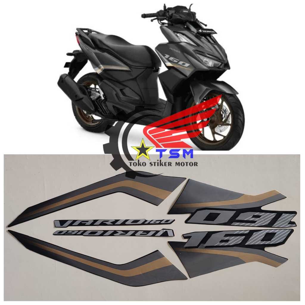STIKER STRIPING LIS LES POLET BODY MOTOR VARIO 160 2022 HITAM LIS GOLD STANDAR FULL SET