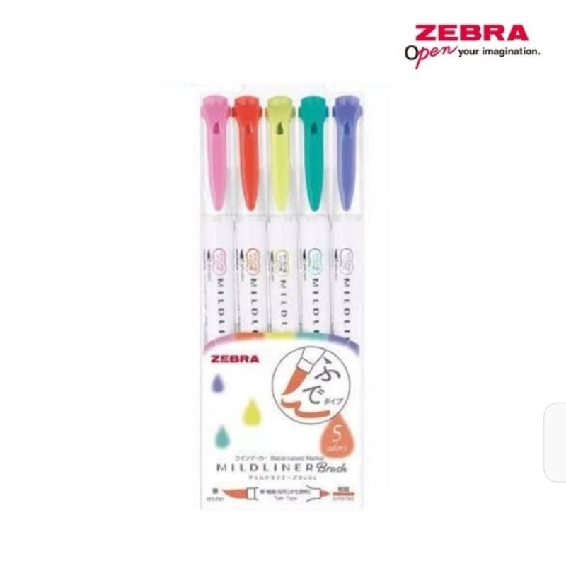 

Zebra Mildliner Brush Highlighter Set 5 Spidol Marker (A1020)