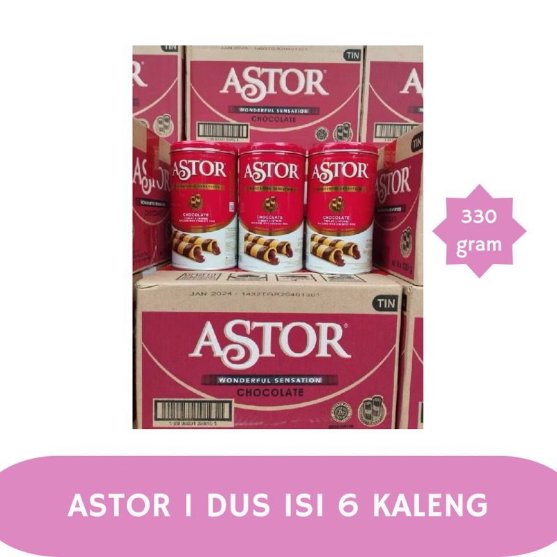 

Astor Chocolate Wafer Stick 1 dus isi 6 kaleng exp 2026