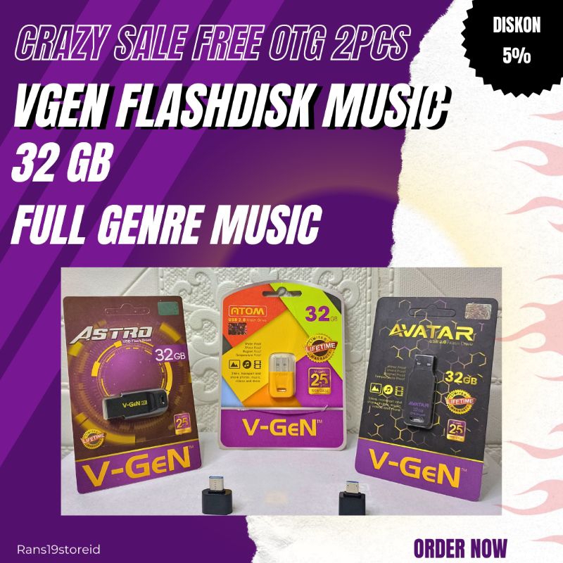 Flashdisk Vgen 32 GB - cocok digunakan untuk di Tv, DVD mobil, Speaker Aktif Dll