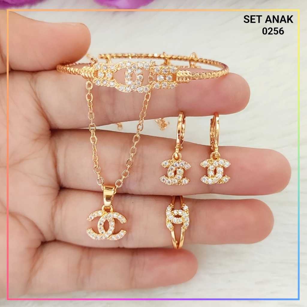 Cute Jewelry Satu Set Perhiasan Murah Set Anak Karakter MK Lucu 0256 Lapis Emas 18K Imitasi