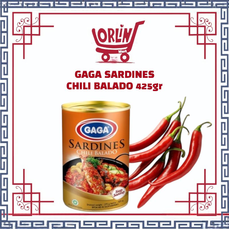 

GAGA SARDINES CHILI BALADO 425gr / SARDEN SAMBAL BALADO / IKAN SARDEN KALENG / SARDEN KALENG