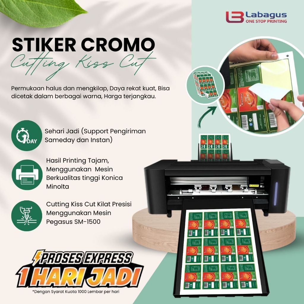 

Label Stiker Cromo A3+ Print Label Sticker Kromo Cetak Sehari Jadi