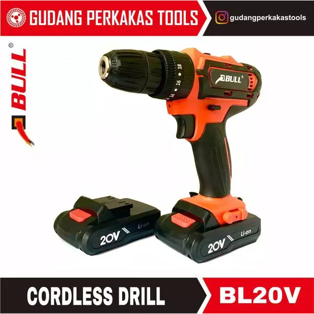 Bull Mesin Bor Beton Baterai / impact cordless drill BL20V 21V 20V beton