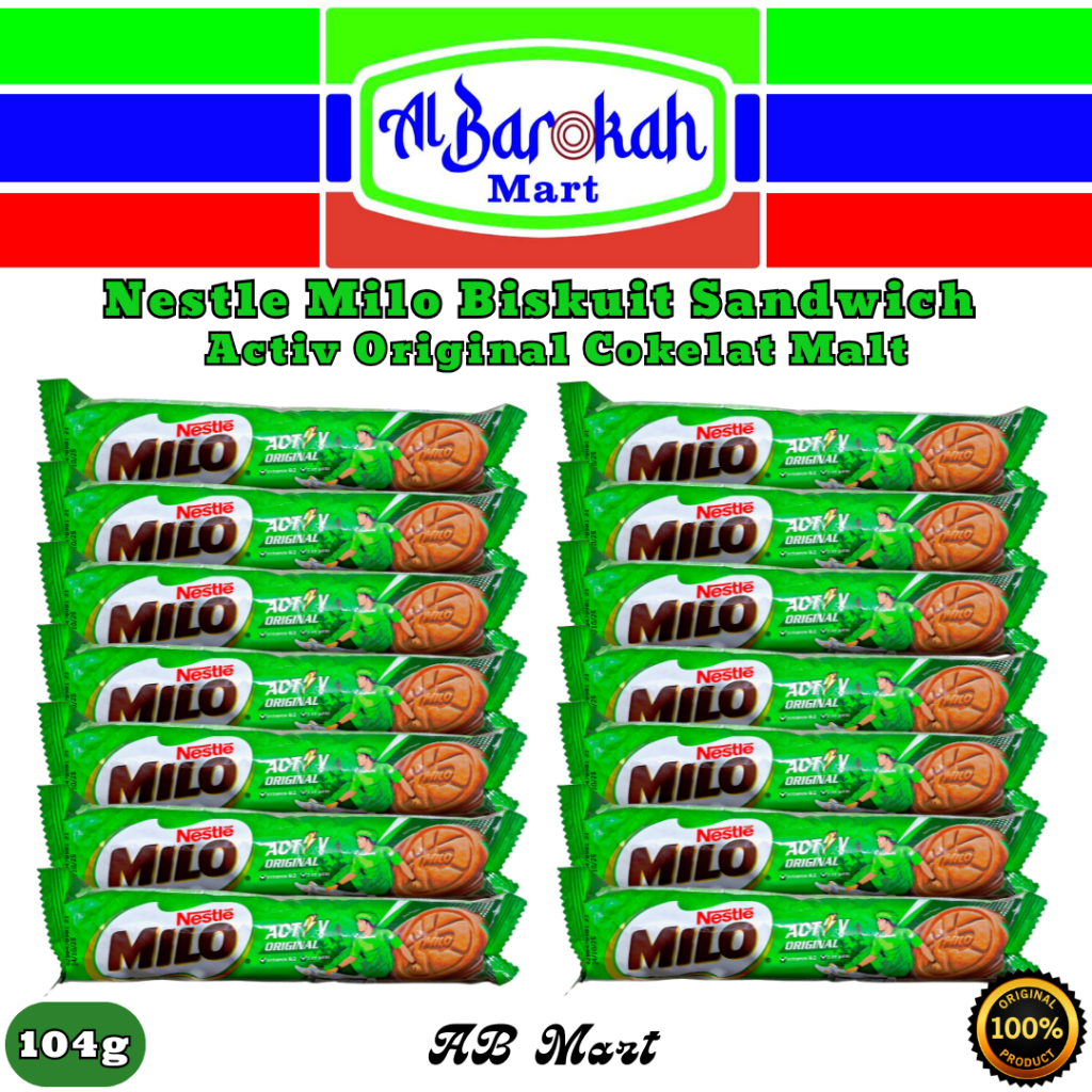 

Milo Biscuit Sandwich Activ Original Cokelat Malt 104g