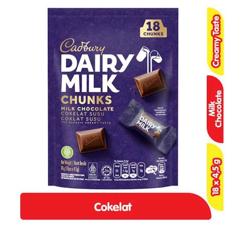 

adbury Dairy Milk Coklat Sharebag Bites 81g ( 18x4,5g )