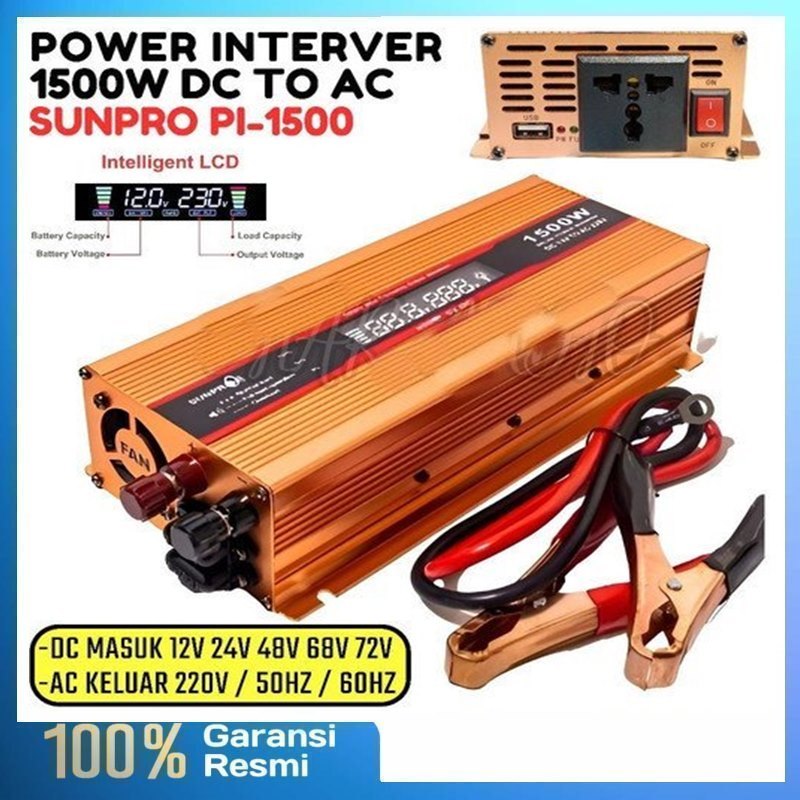 Power Inverter Led Sunpro PI-1500 | Inverter DC ke AC 1500W Merk Sunpro Power Inverter Bagus PI1500 