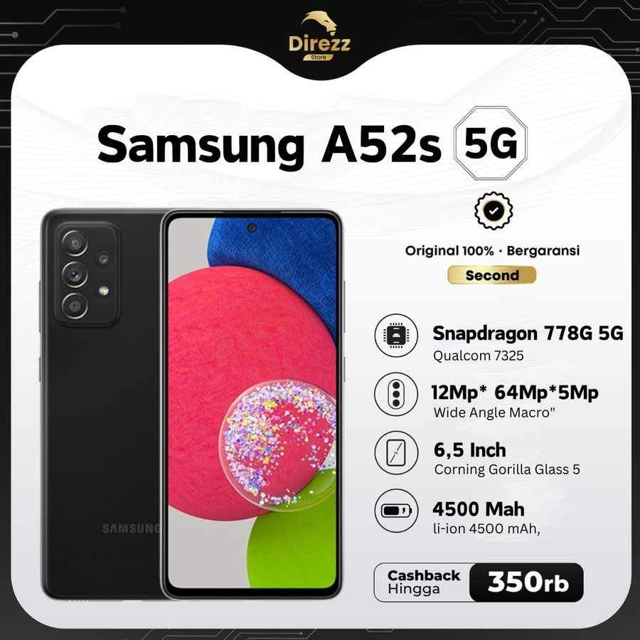 Samsung A52s 5G 8/256 GB Garansi SEIN Indonesia Second Bekas Original