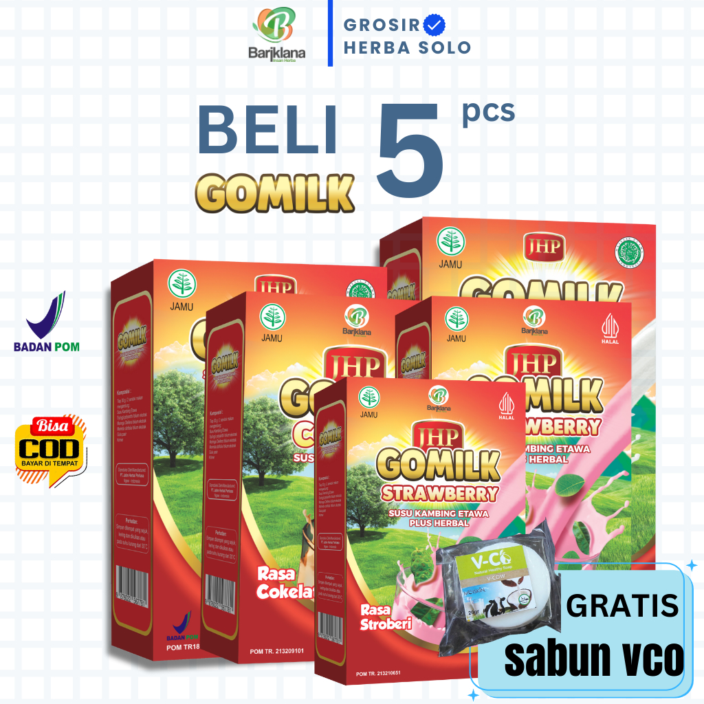 

[ BISA COD + GARANSI ] [ GRATIS SABUN VCO] Gomilk Susu Kambing Etawa Plus Herbal Penambah Nafsu Makan Netto 200 gr