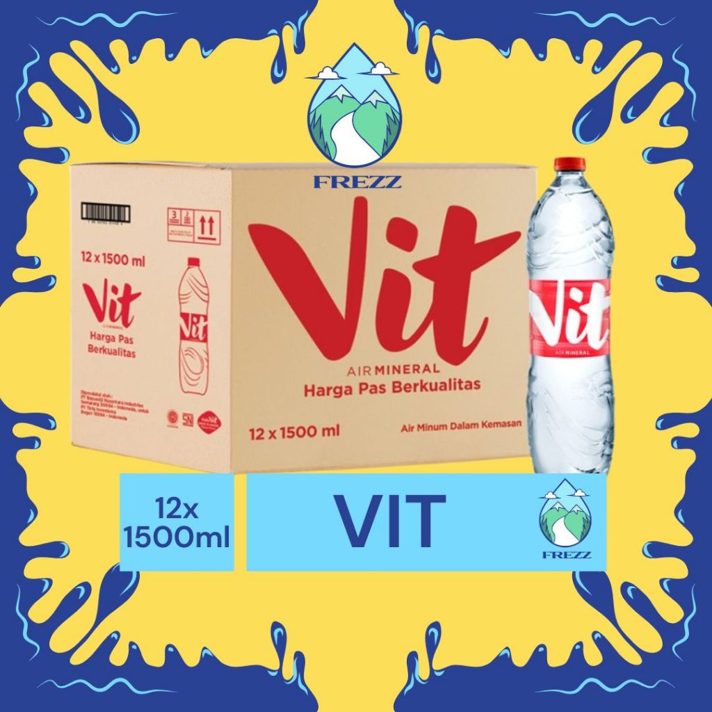 

(INSTANT) VIT Dus 1500ml Isi 12 PCS Per Karton - READY VIT 550ML, 330ML, VIT GELAS / CUP Air Minum Kemasan Botol Minuman Kardus