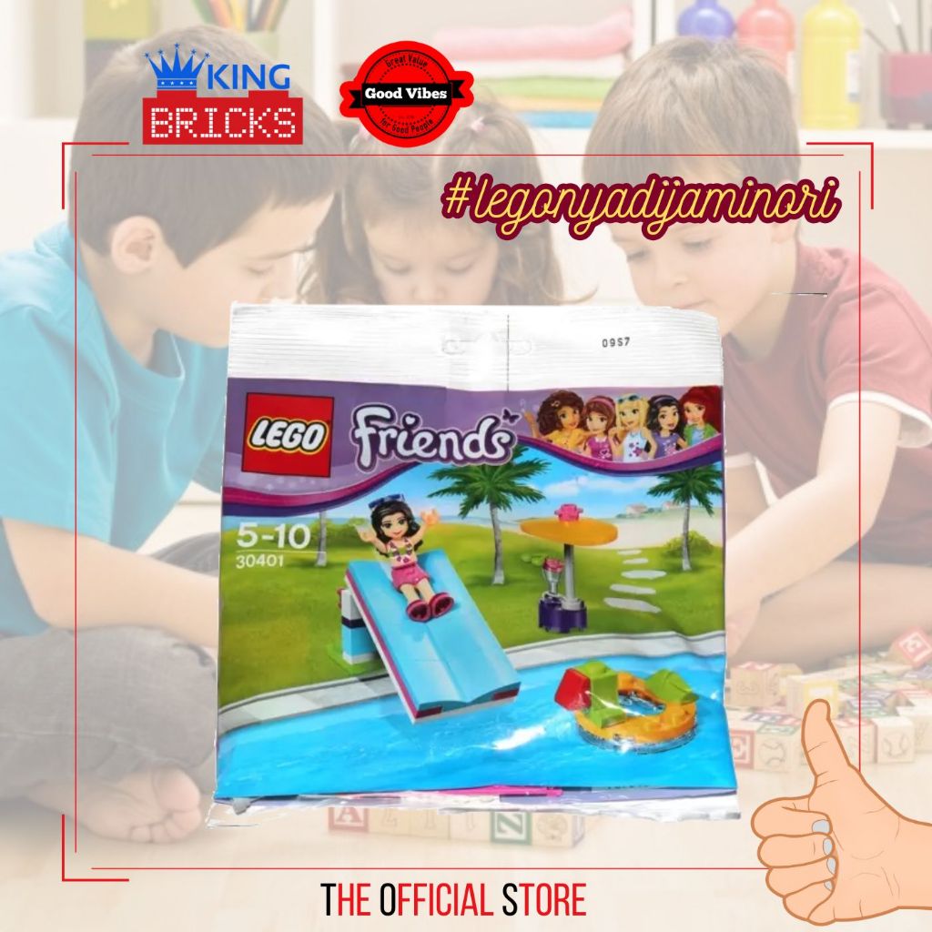 LEGO Original POLYBAG 30401 Pool Foam Slide - Mainan Anak Perempuan Kreatif Edukasi Seluncur Kolam R