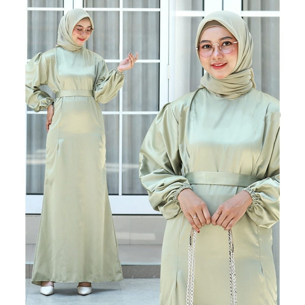 Annisa Dress Satin Kondangan Bahan Satin Silk - Gaun Pesta Terbaru Kekinian gamis Terbaru A09 By IVY