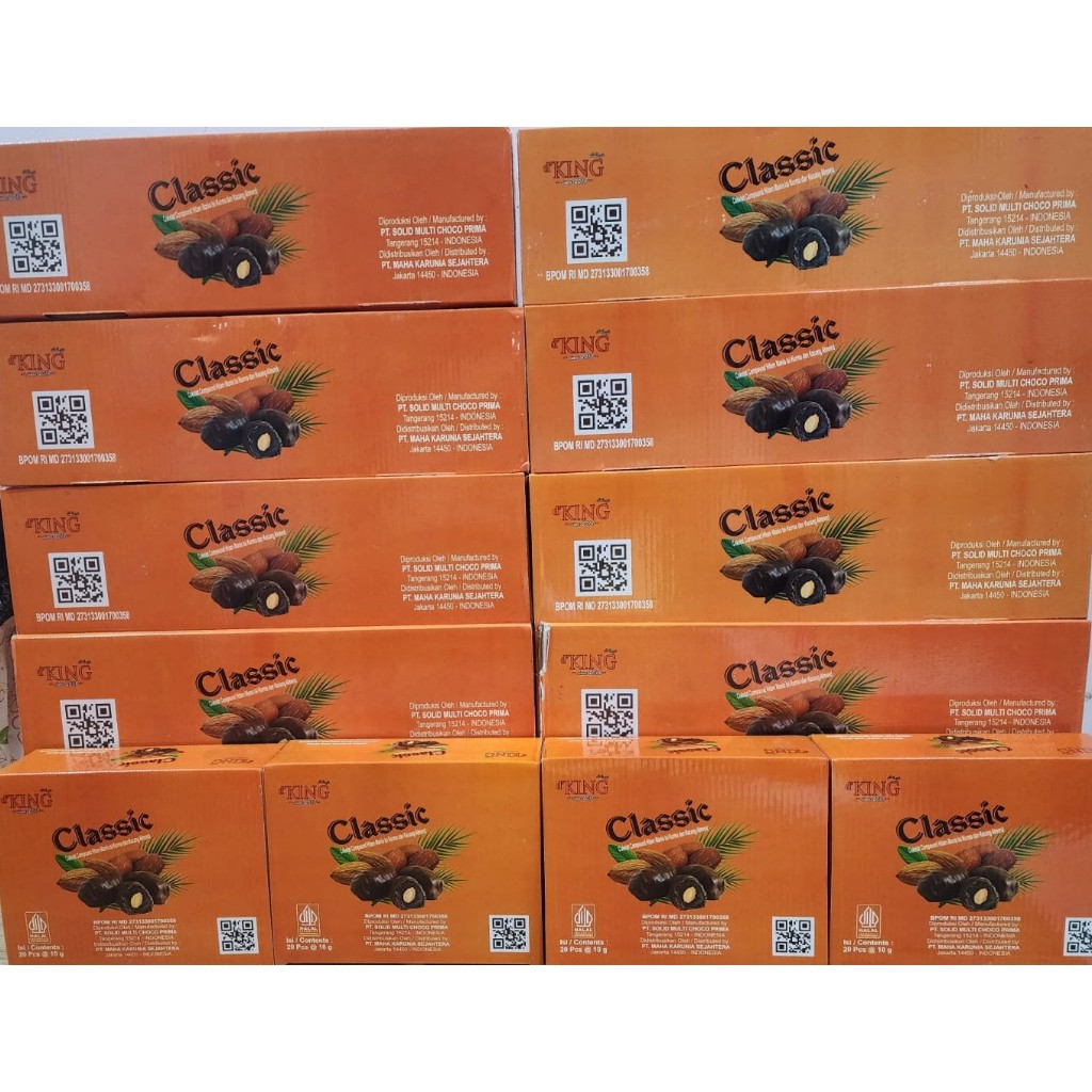 

D'KING CLASSIC COKELAT ISI KURMA & KACANG ALMOND (1 KOTAK ISI 4 PACKS) HARGA TERMURAH