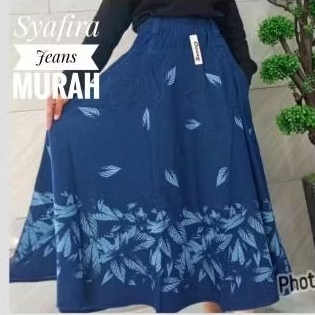 ROK JEANS PAYUNG MOTIF XL lebar mayung / Rok jeans panjang wanita