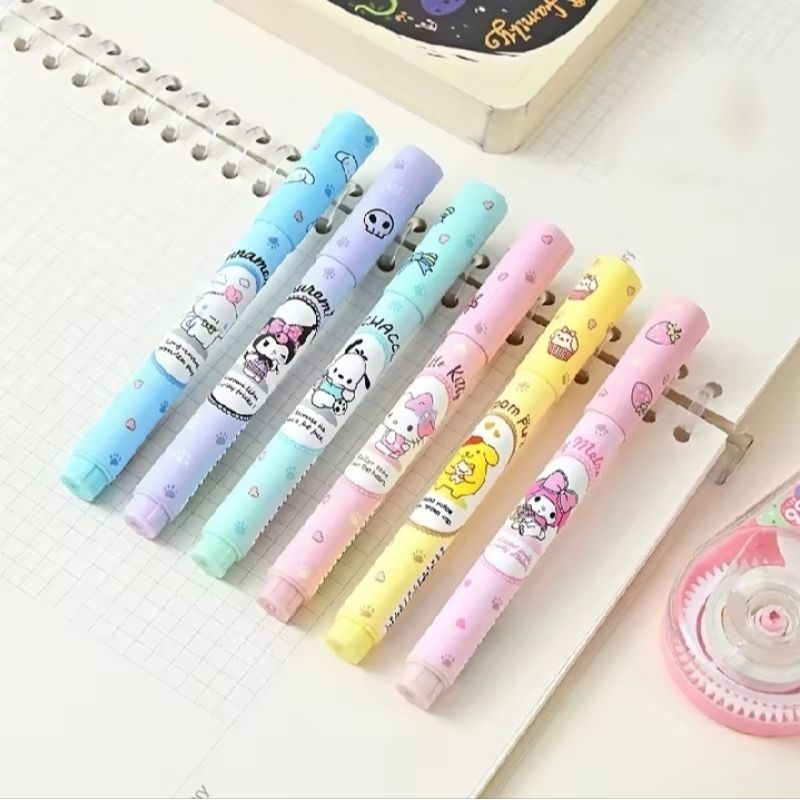 

1 SET 6 PCS STABILO WARNA PASTEL EDISI KARTUN CINNAMOROLL KUROMI SANRIO KAWAII / HIGHLIGHTER SANRIO EDITION 6 COLORS