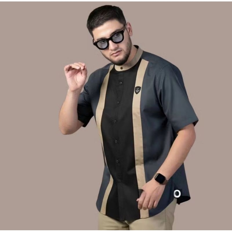 Baju Hem Kemeja Koko Kombinasi Lengan Pendek Pria Dewasa Terbaru 2025