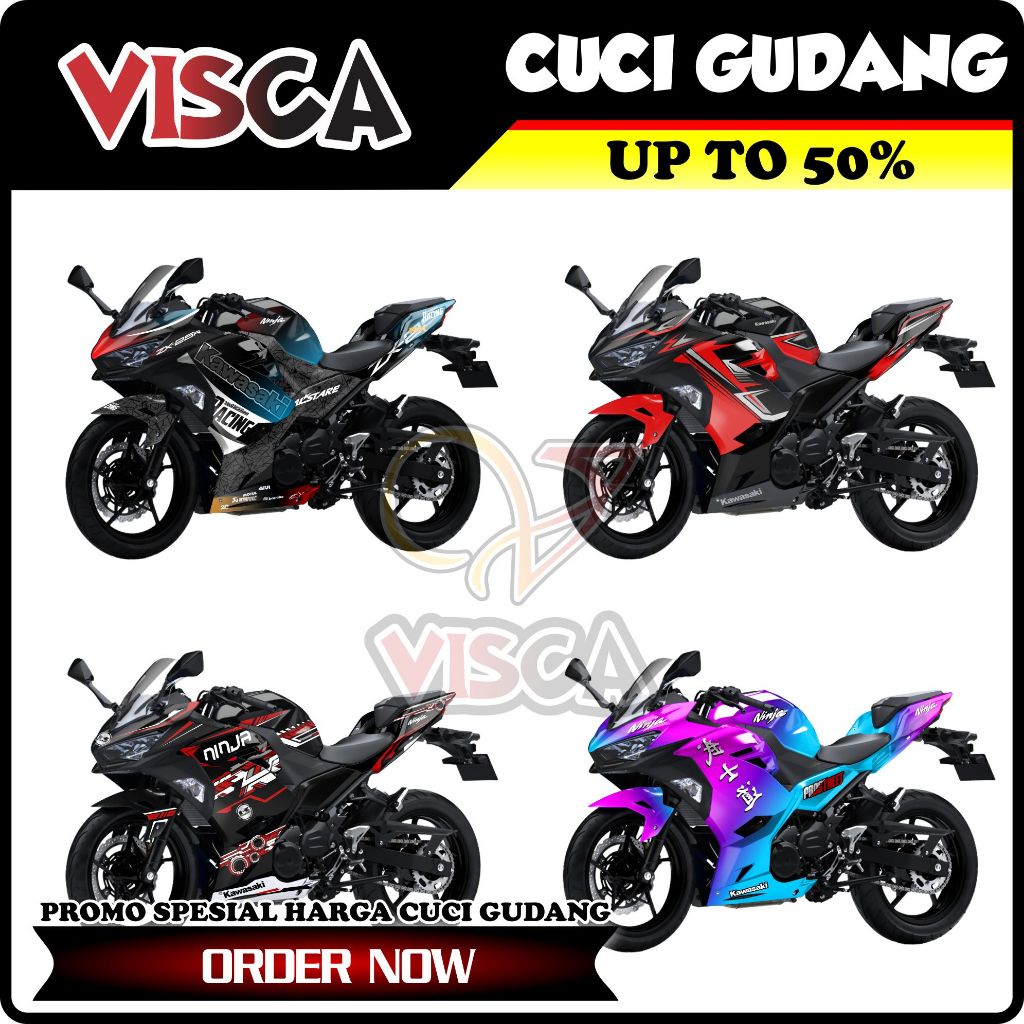 【CUCI GUDANG】Decal Ninja 250 Fi New 2018 Full Body Variasi Harga Murah / Stiker Motor Ninja 250 Fi N