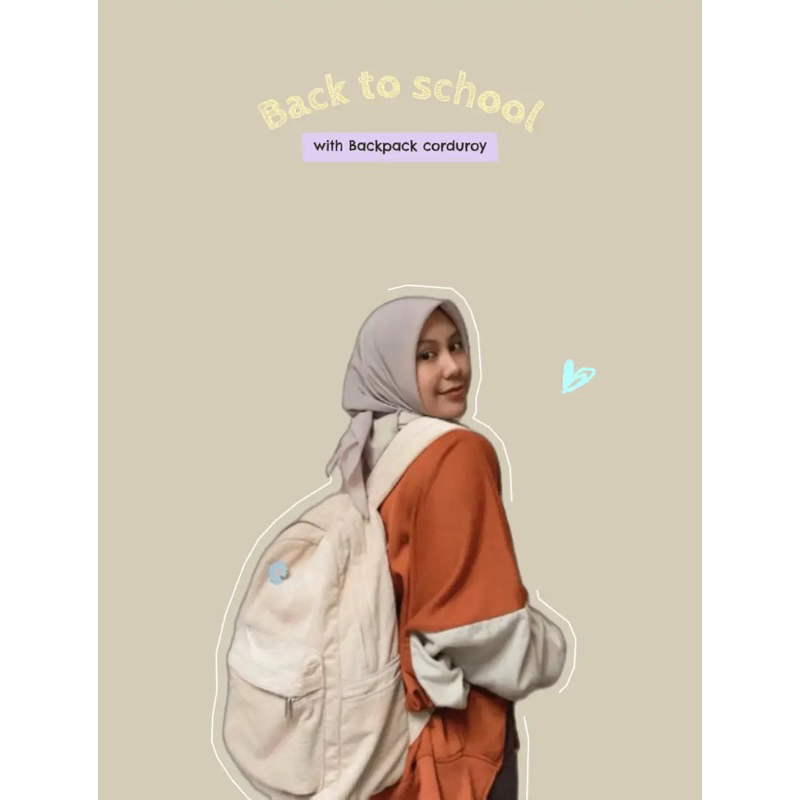 Ransel Corduroy Vintage / Tas ransel wanita Aesthetic Backpack Corduroy