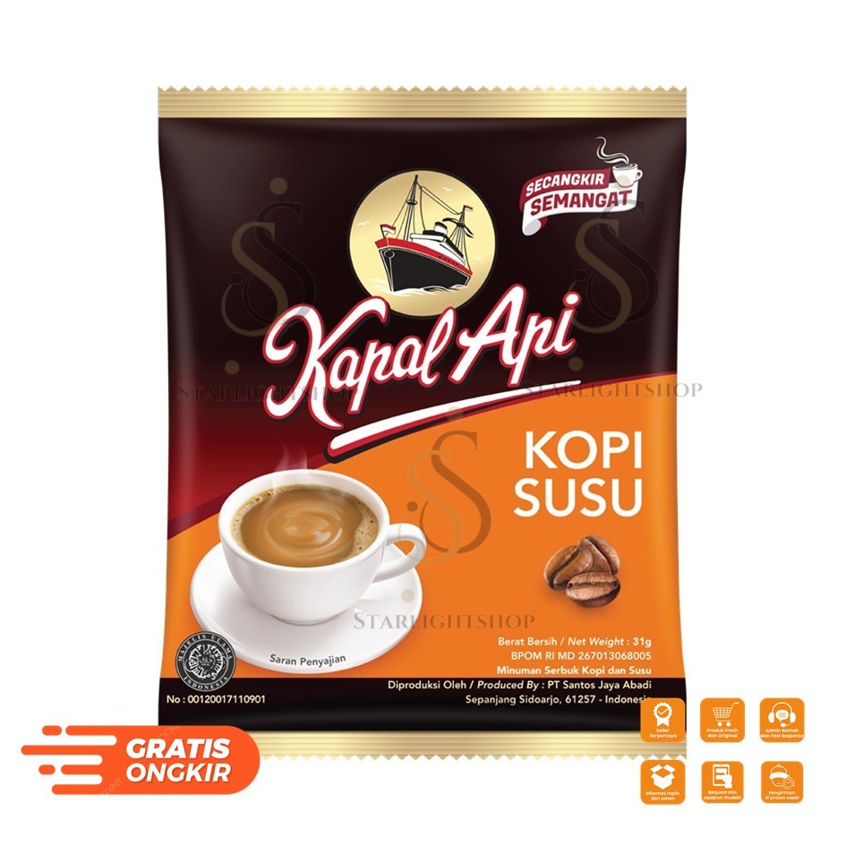 

KOPI KAPAL API SUSU 1 RENCENG ISI 10 PCS / Kapal Api Kopi Susu 31gr isi 10 Sachet