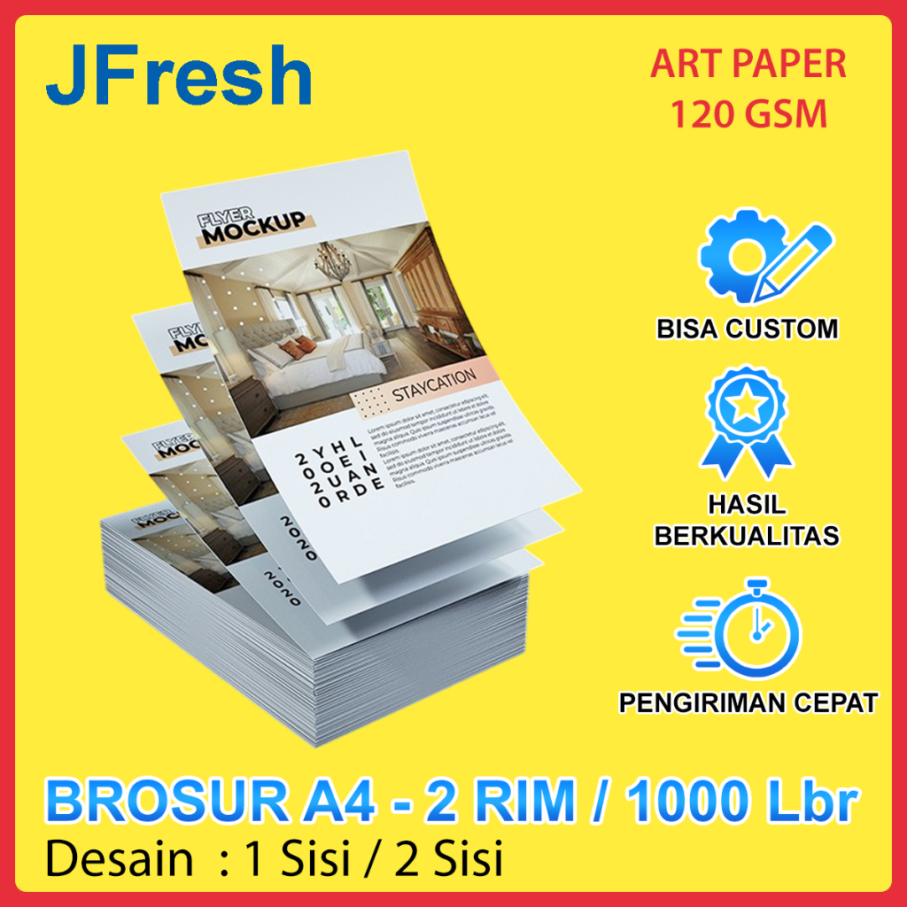 

Cetak Brosur Ukuran A4 2 Rim 1000 Lembar Harga Grosir Termurah Kertas Art Paper 120 gsm 1 Sisi 2 Sisi / Print Brosur Desain Custom Art Papper 120gsm Satu Sisi Dua Sisi Murah Flyer Pamflet Promo Promosi