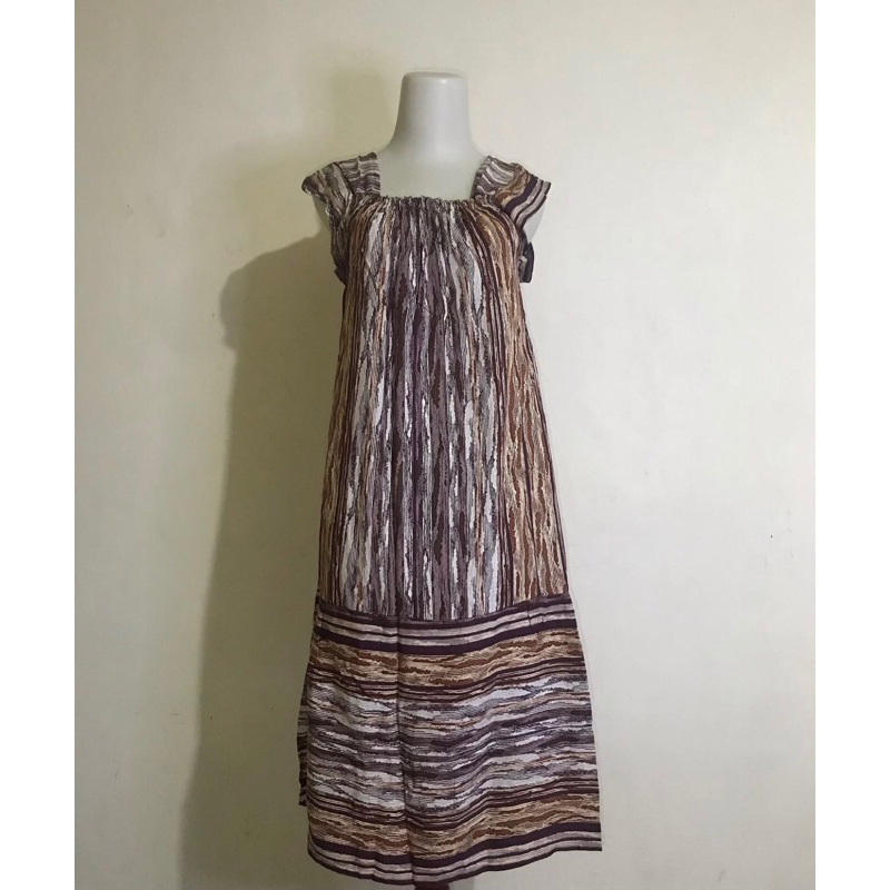 Daster Kekinian Bahan Rayon Kerut garis garis