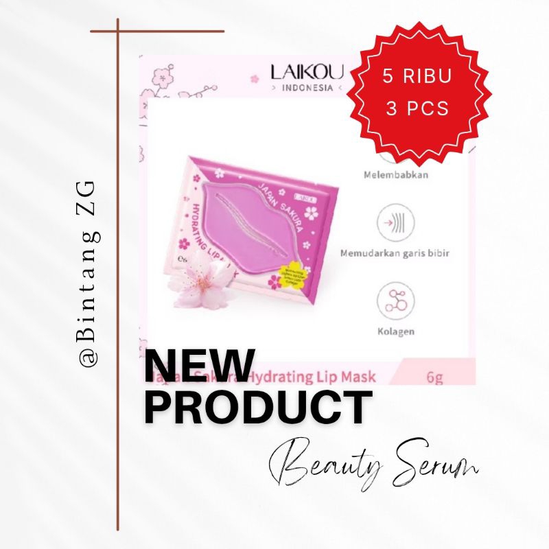 [ 3 Pcs ] MASKER BIBIR LAIKOU Serum Sachet Mud Mask SleepingMask Krim Sunscreen Sakura Green Tea Rum