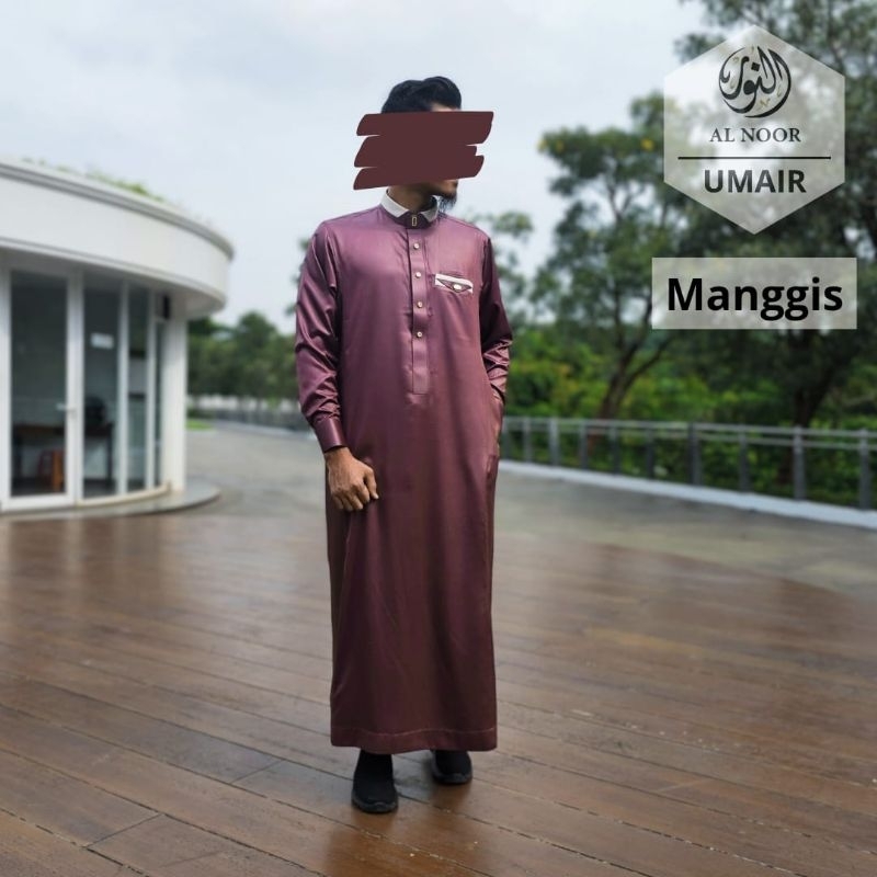 Jubah Dewasa Al Noor Umair Polyester Lengan Manset - Warna  - Panjang, Gamis, , Muslim,  Arab, Motif