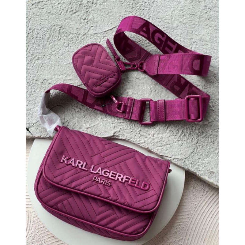 Tas wanita sling bag original authentic Karl lagerfeld voyage magenta pink new with tag