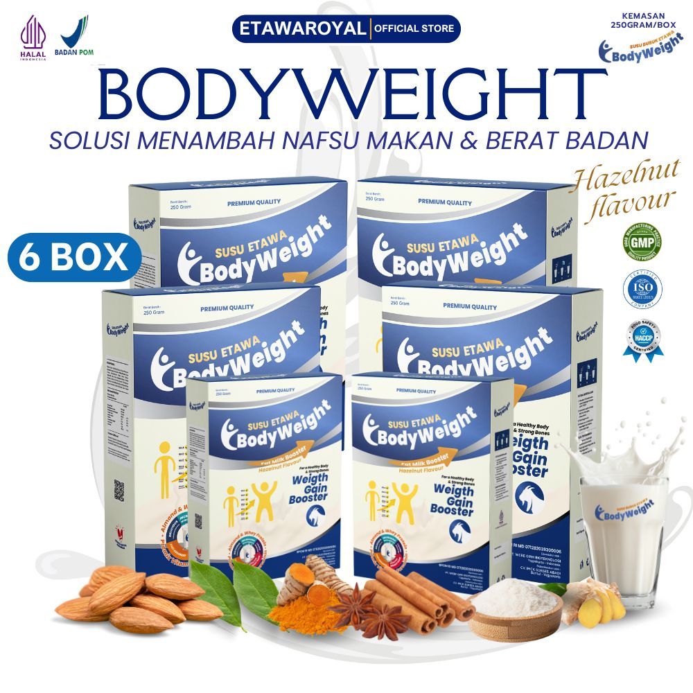 

BODYWEIGHT Susu Etawa Penggemuk Badan Terbaik Susu Kambing Etawa untuk Penambah Berat Badan dan Masa Otot Paket 6 Box