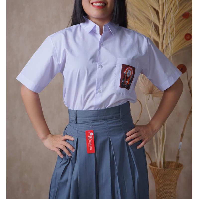 DIVA LEE Baju Seragam Sekolah SMA Lengan Pendek Pria Wanita Bahan Oxford Warna Putih