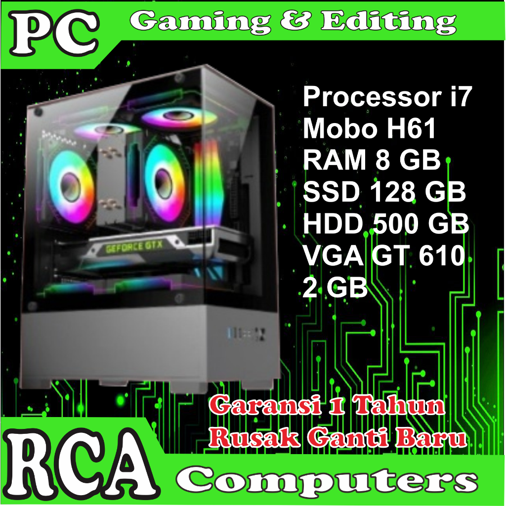 PC Gaming i7 RAM 8GB SSD 128GB VGA 2GB