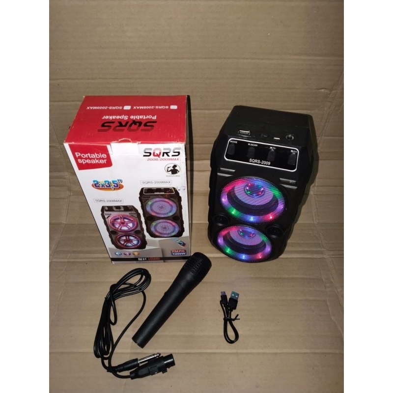 SPEAKER BLUETOOTH MINI KARAOKE SQRS-2009 SUPER BASS / SPEAKER PORTABLE BONUS MICROPHONE