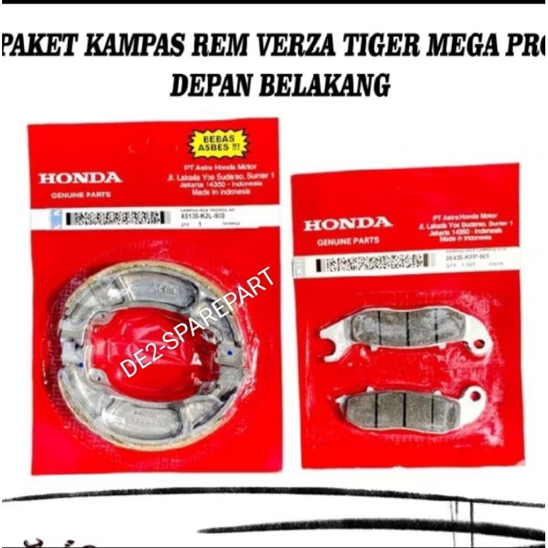 Kampas Rem Paket Depan Belakang Verza Megapro