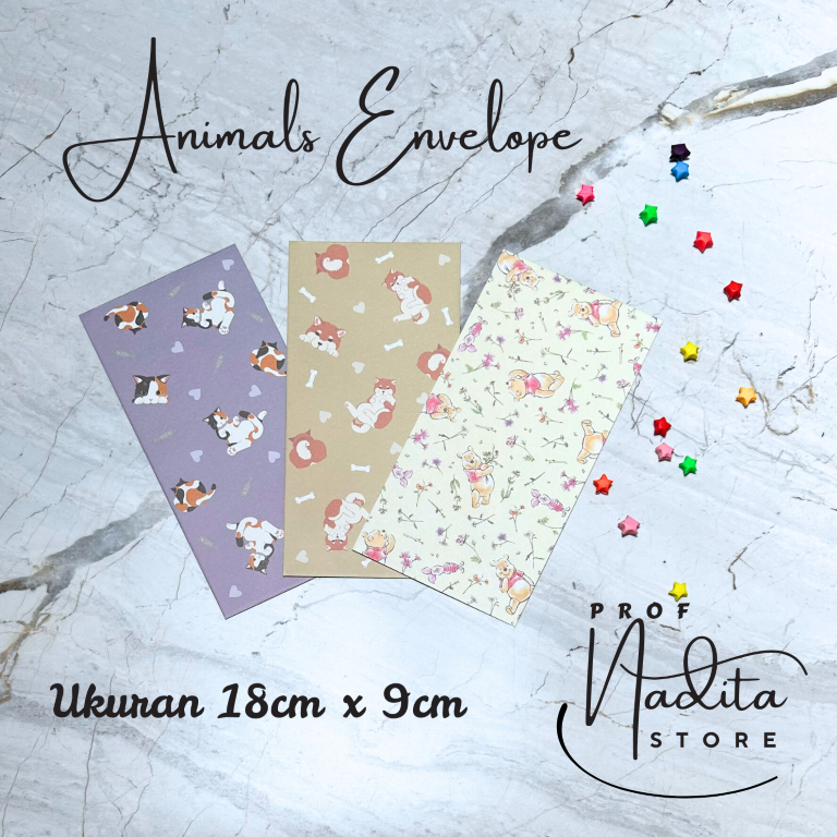 

[18cm x 9cm] Amplop Envelope Angpau Animals bertema Hewan