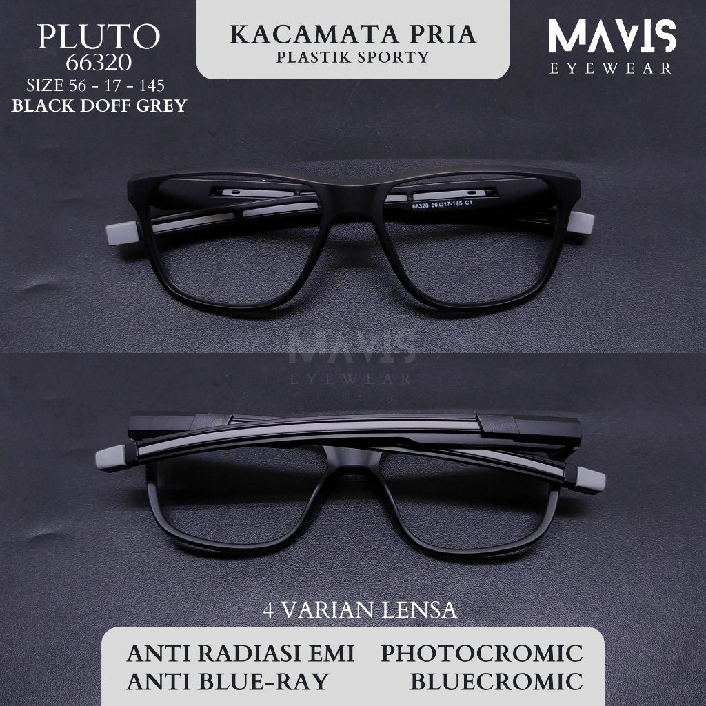 Kacamata Pria Kotak Lebar Normal -0.25 s/d -8.00 Silinder -2 Lensa Anti Radiasi Photocromic Bluecrom
