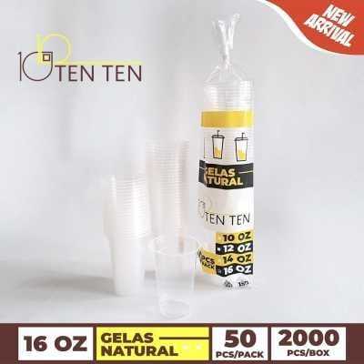 PIYAMA_LIE/Isi 50pcs/Gelas Plastik 10oz 12oz 16oz/Tebal Bahan PP 4GRAM