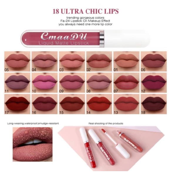 CMAADU LIQUID MATTE LIPSTICK MINI LIPSTIK CMAADU 18 COLORS WATERPROOF
