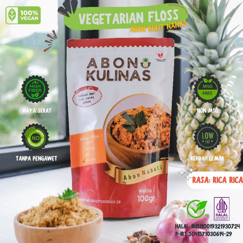 

Abon Vegetarian - Abon Nabati dari Kulit Nanas Asli ( Variant Rica Rica) Kaya serat Tanpa pengawet sehat Halal Oleh Oleh Asli Jambi