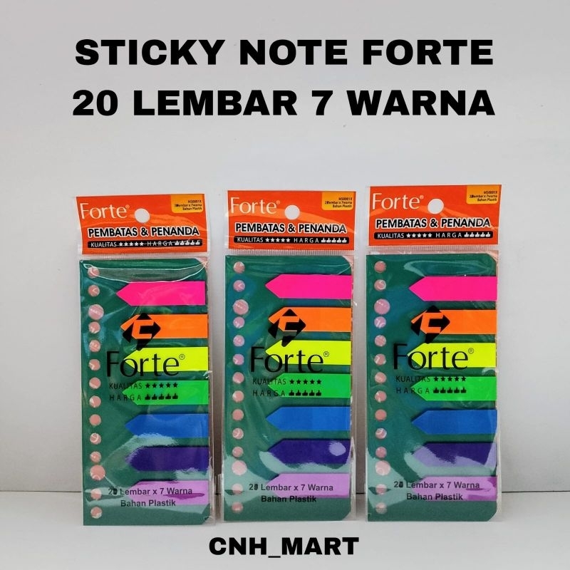

Sticky Notes Pembatas - Penanda Plastik 7 Warna x 25 Lembar Forte