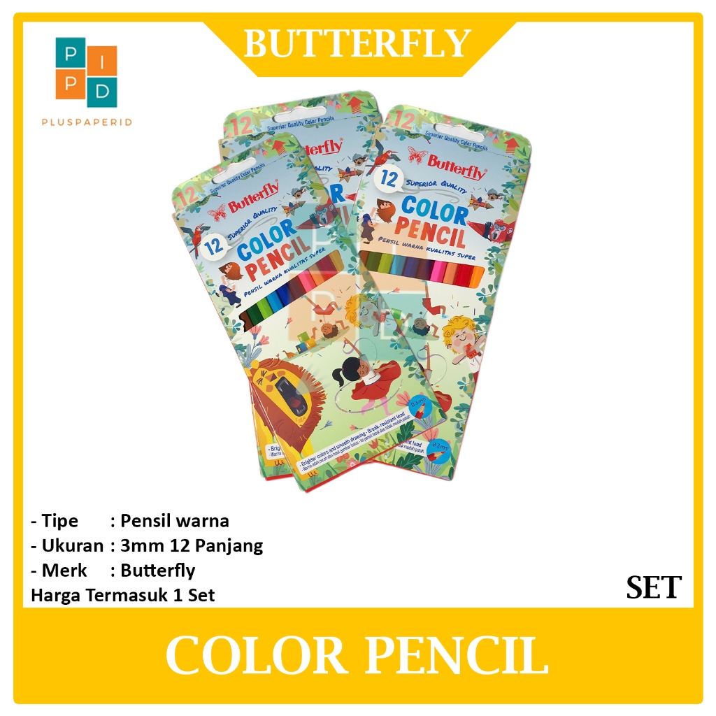 

Butterfly - Pensil Warna Smooth 12 Warna Panjang - SET
