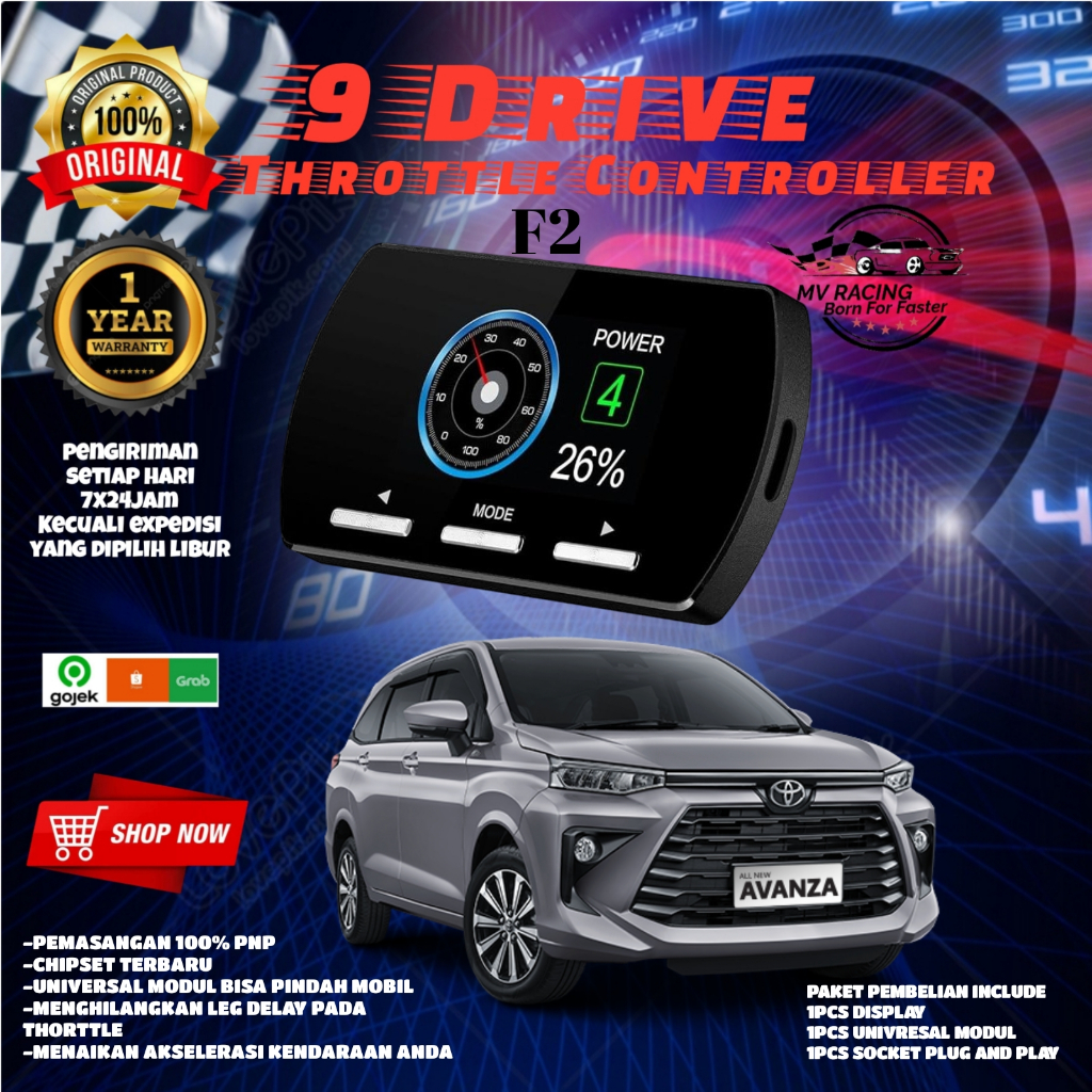 9 Drive Throtte Controller F2 Universal Modul TOYOTA AVANZA 2016-UP Series 9Drive F2 Piggyback Remap