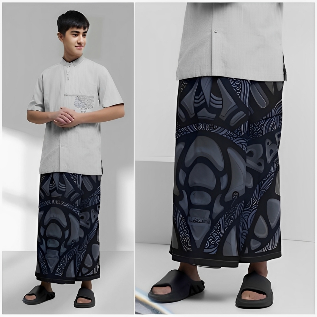 Sarung Art Elya SJ3 Hitam | Sarung Tenun Palestine Rabbani